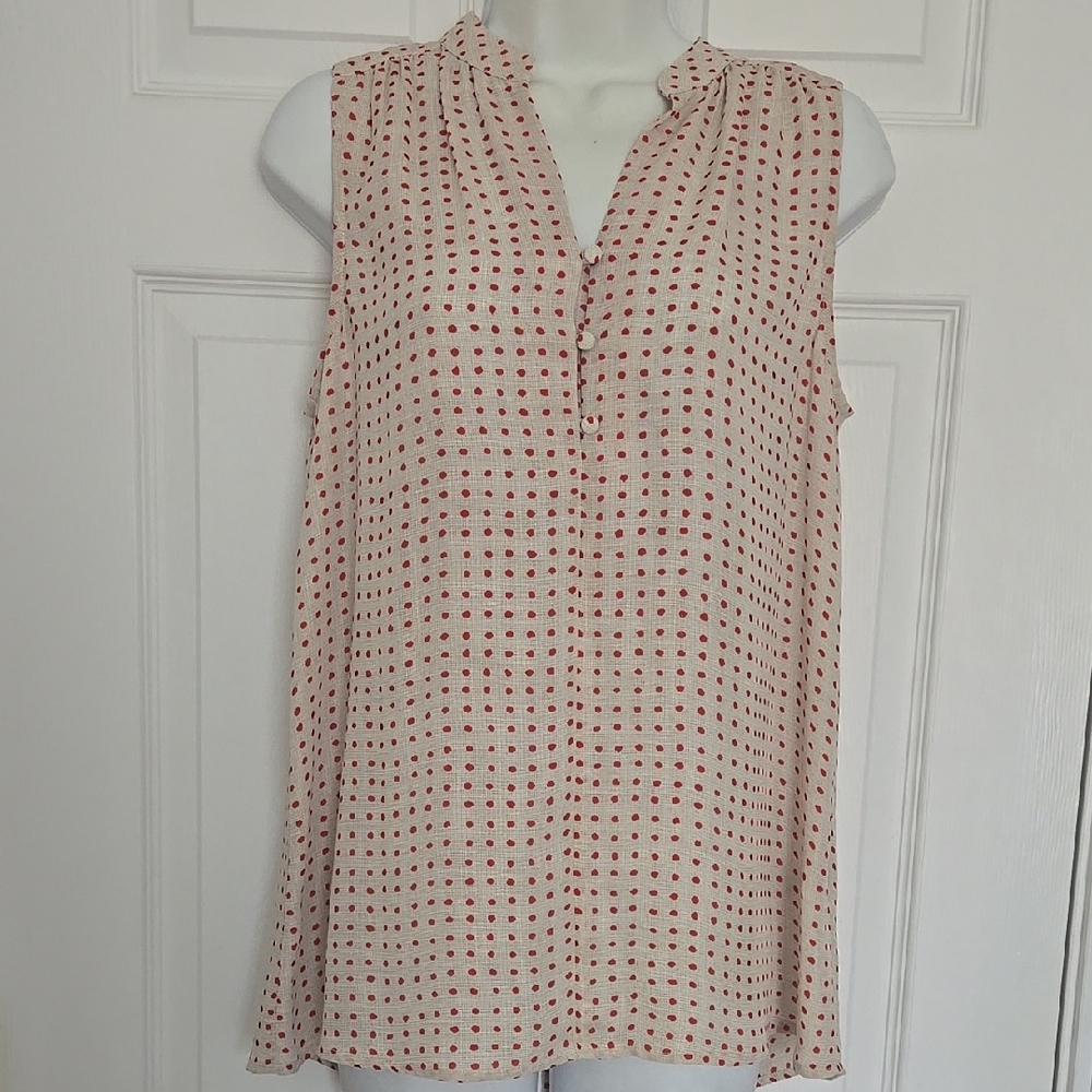 Lilla P Red Polka Dot Sleeveless Blouse
